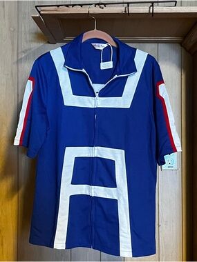 Blue White Red Track Suit with White Geo Panels Size XL